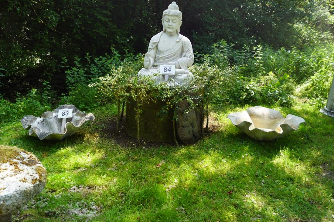 PAIR OF MID-CENTURY WILLY GUHL GARDEN PLANTERS: Elephant ear model. 37 cm. high; 90 cm. wide; 80 cm. deep; Approximate Time: 11:13 Lot No: 83 Category: Garden & Decorative Objects