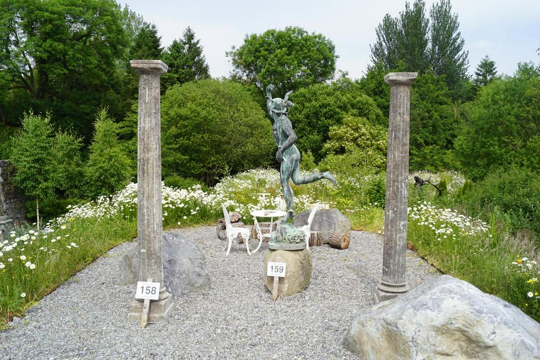 PAIR OF LARGE FLUTED PILLARS: of Doric order. 238 cm. high; Approximate Time: 12:21 Lot No: 158 Category: Garden & Decorative Objects