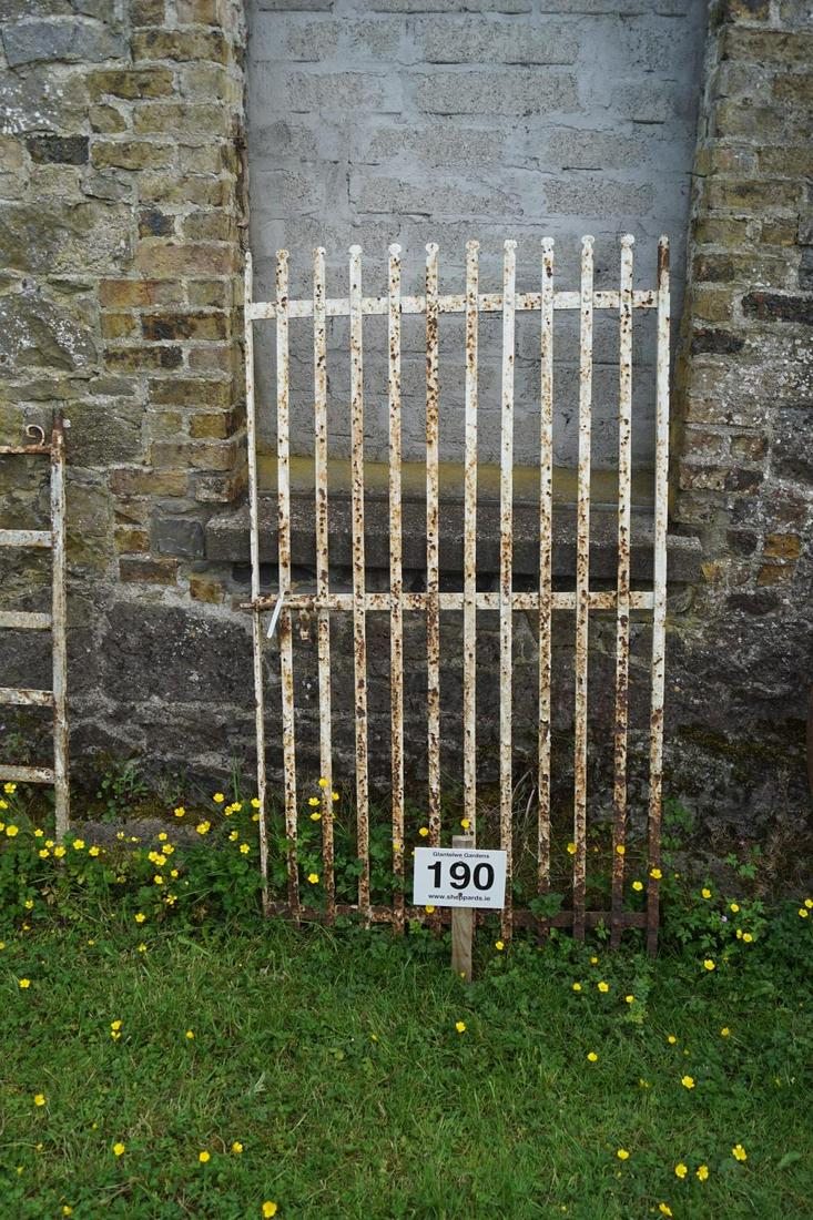 19TH-CENTURY FORGED IRON GATE: with open work decoration. 175 cm. high; 100 cm. wide Approximate Time: 12:50 Lot No: 190 Category: Garden & Decorative Objects