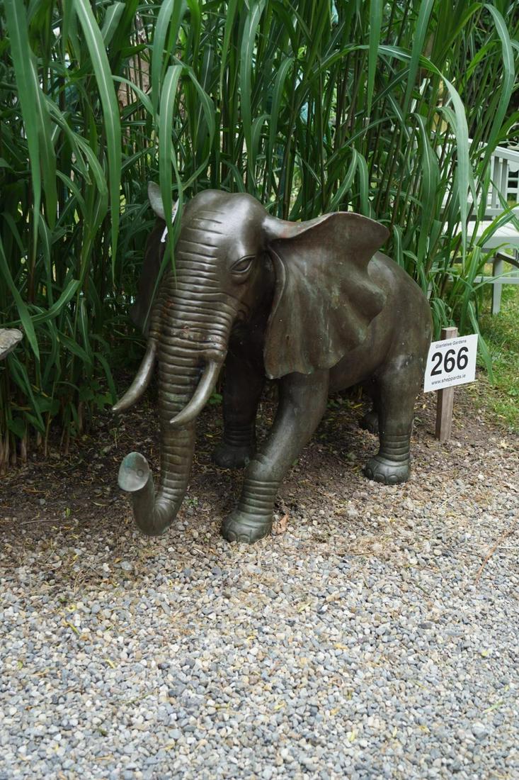 LARGE BRONZE GARDEN SCULPTURE: Figure of an elephant. 80 cm. high; 115 cm. wide; 60 cm. deep Approximate Time: 14:58 Lot No: 266 Category: Garden & Decorative Objects