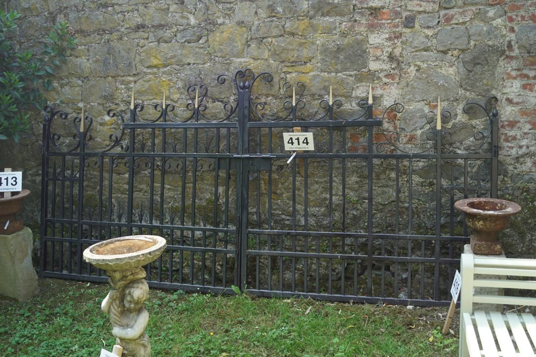 LARGE CAST IRON ESTATE ENTRANCE GATES: with scroll and arrowhead finials. Approximate Time: 10:11 Lot No: 414 Category: Garden & Decorative Objects