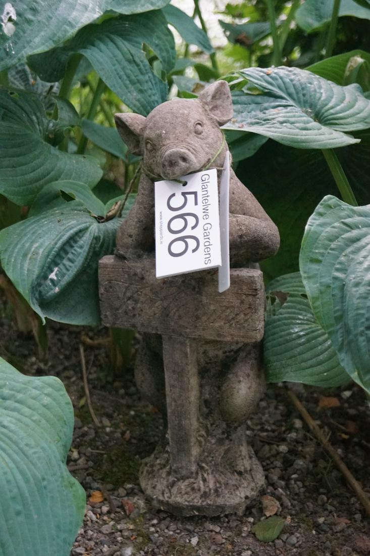 MOULDED STONE GARDEN ORNAMENT: Amusing figure of a piglet. Approximate Time: 12:28 Lot No: 566 Category: Garden & Decorative Objects