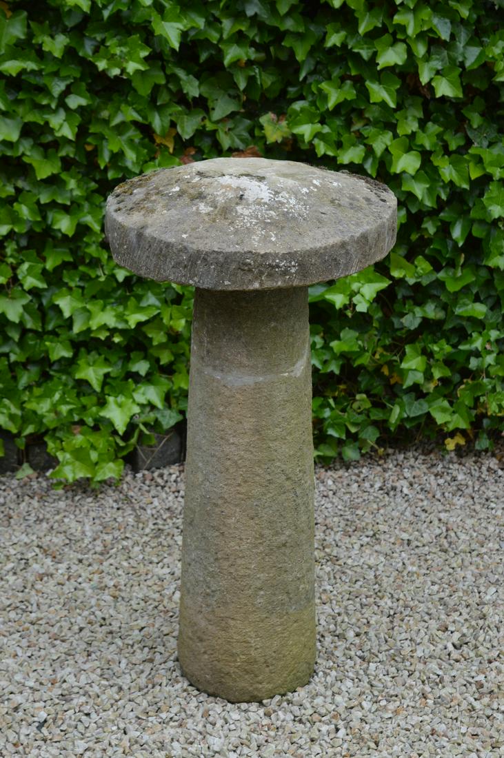 18TH-CENTURY MUSHROOM-SHAPED GARDEN SCULPTURE: 18th-century mushroom-shaped garden sculpture. Approximate Time: 12:56 Lot No: 597 Category: Garden & Decorative Objects