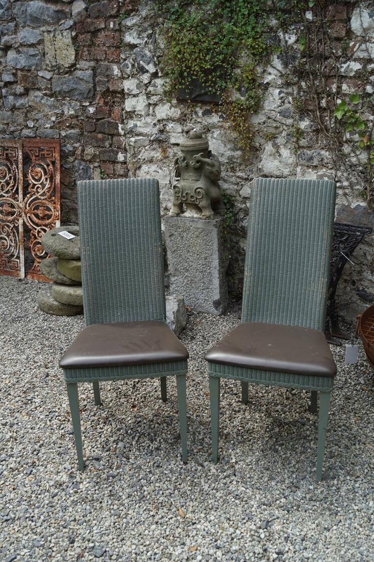SET OF 8 LLOYD LOOM PATIO/CONSERVATORY CHAIRS: 6 side chairs and 2 armchairs. 104 cm. high; 50 cm. wide; 50 cm. deep; Approximate Time: 14:03 Lot No: 605 Category: Garden & Decorative Objects