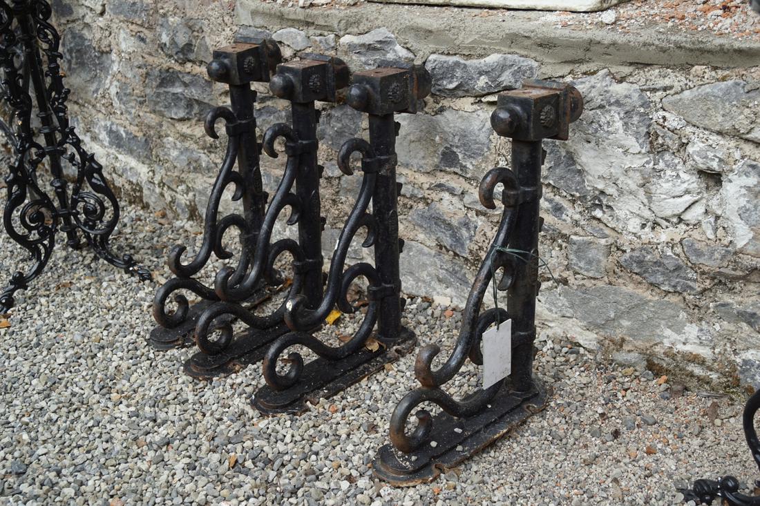 GROUP OF 4 GARDEN LANTERN BRACKETS: Group of 4 garden lantern brackets. 64 cm. high; 34 cm. square; 50 cm. deep Approximate Time: 14:07 Lot No: 609 Category: Garden & Decorative Objects