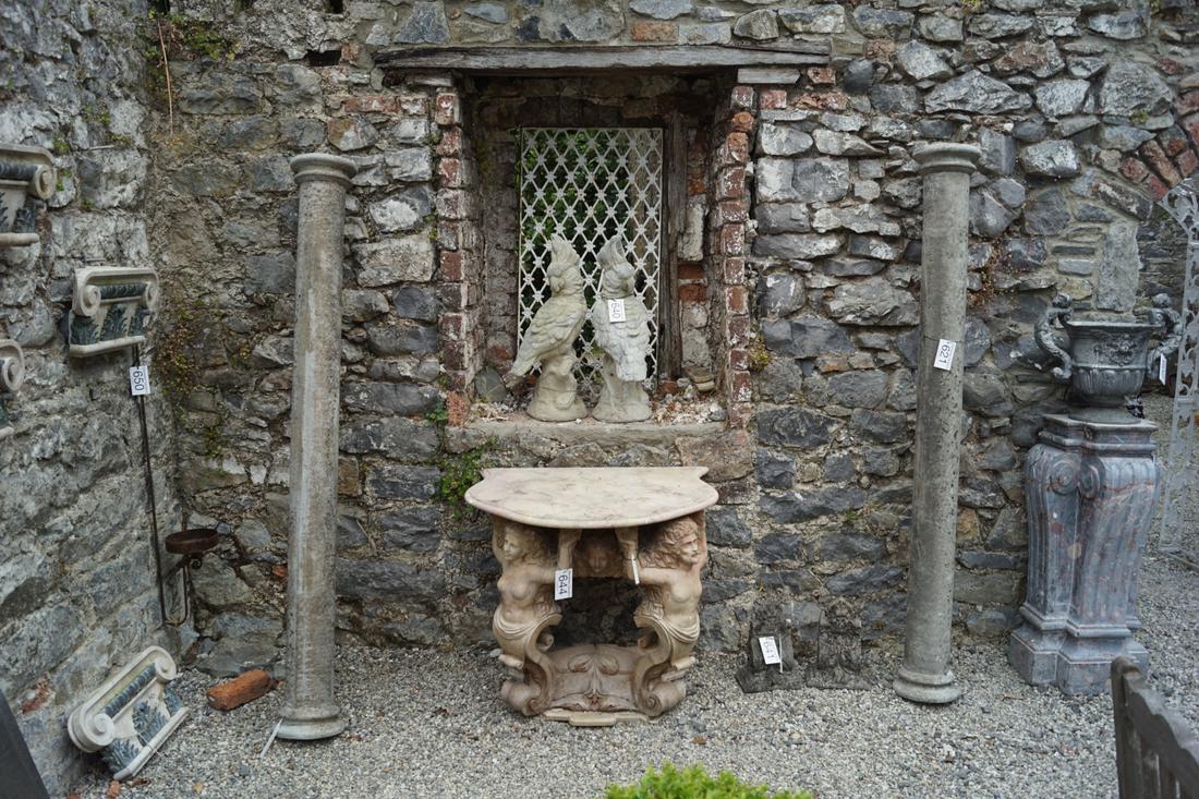 PAIR OF RECONSTITUTED STONE COLUMNS: of Doric form. 200 cm. high; Approximate Time: 14:18 Lot No: 621 Category: Garden & Decorative Objects