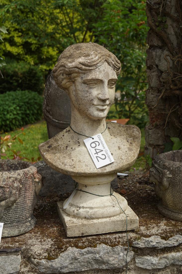 BUST OF APHRODITE: mounted on a moulded socle and square base. 176 cm. high; Approximate Time: 14:36 Lot No: 642 Category: Garden & Decorative Objects