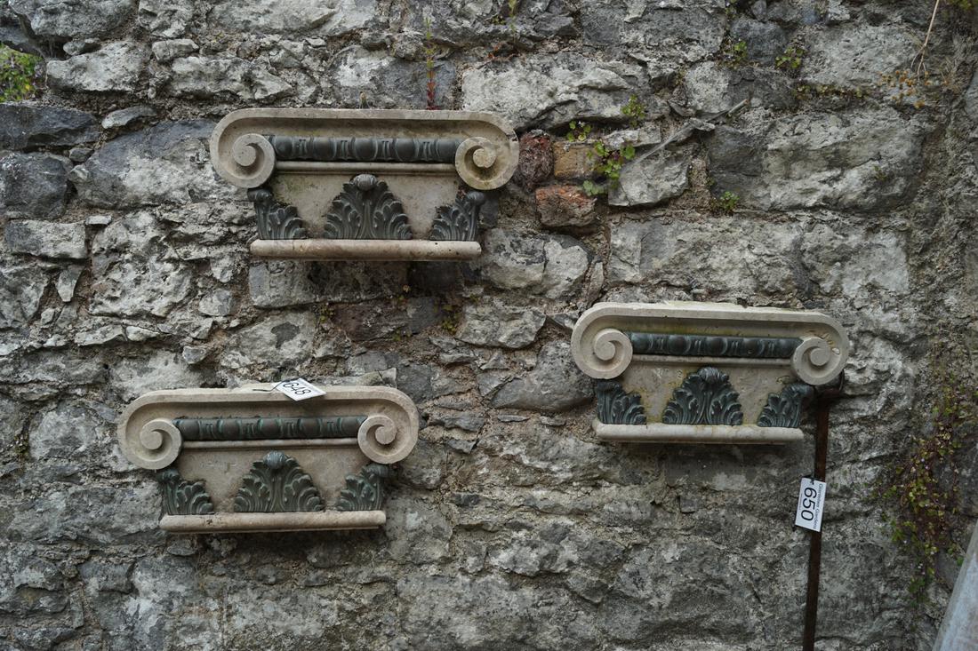SET OF FOUR 19TH-CENTURY MARBLE & BRONZE CAPITALS: Ionic order. 50 cm. high; 54 cm. wide Approximate Time: 14:42 Lot No: 648 Category: Garden & Decorative Objects