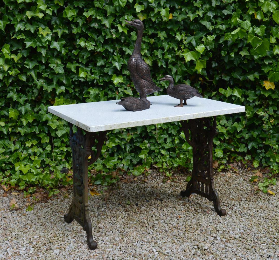 HEAVY CAST IRON ROCOCO PATIO TABLE: of circular form. 73 cm. high; 100 cm. wide; 68 cm. deep Approximate Time: 14:47 Lot No: 654 Category: Garden & Decorative Objects