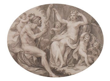 After Cipriani: After Cipriani,Pair of oval eighteenth-century Bartolozzi engravings,Each depicting cherubs and nymphs Size: 11 x 14 cm.