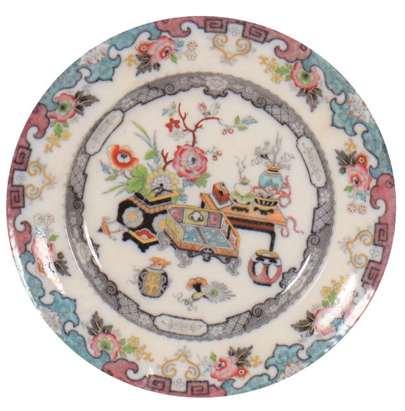 Lot of six nineteenth-century Ironstone plates: Lot of six nineteenth-century Ironstone plates,with Chinoiserie decoration Size: 26 cm. diameter