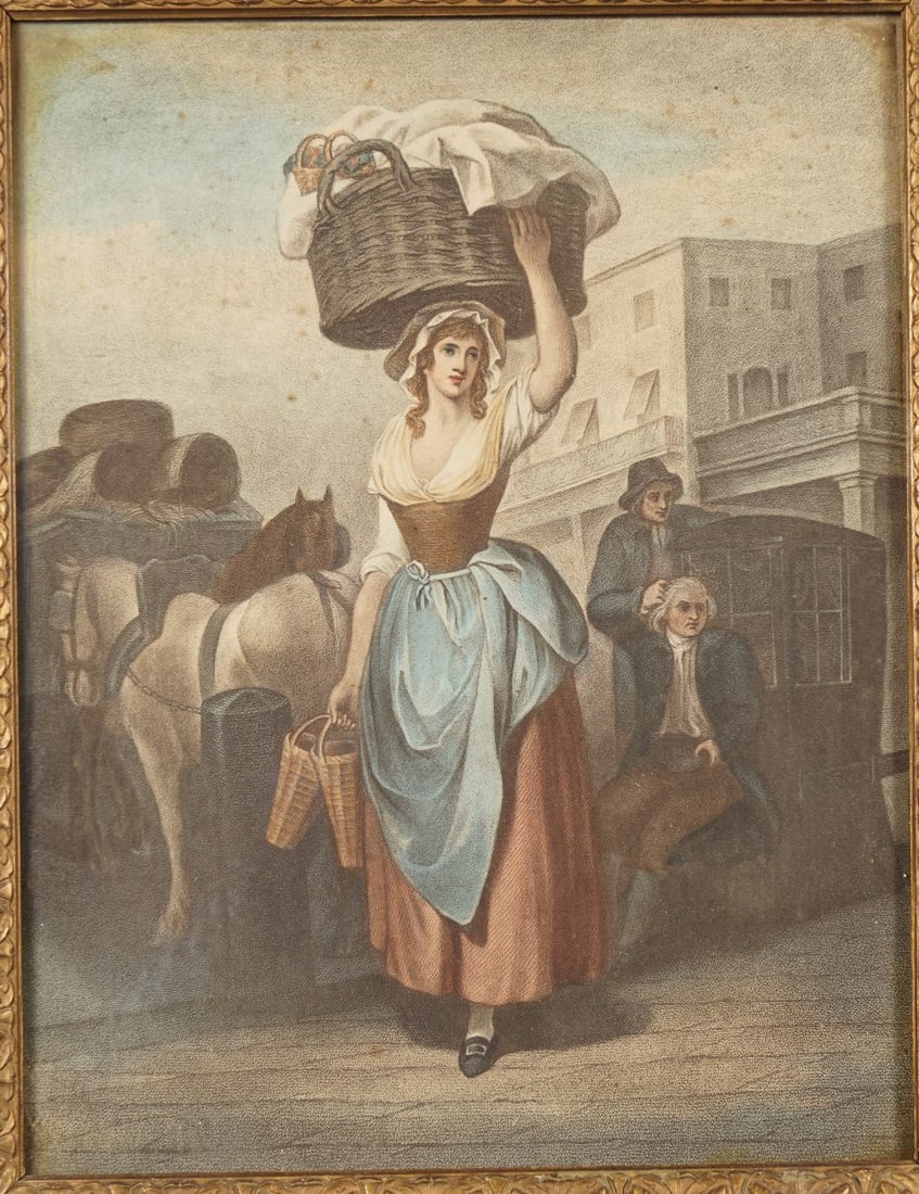 AFTER FRANCIS WHEATLEY: Two 19th-century Cries of London, each a stipple engraving enclosed in a gilt frame. Approximate Time: 10:08 Lot No: 940