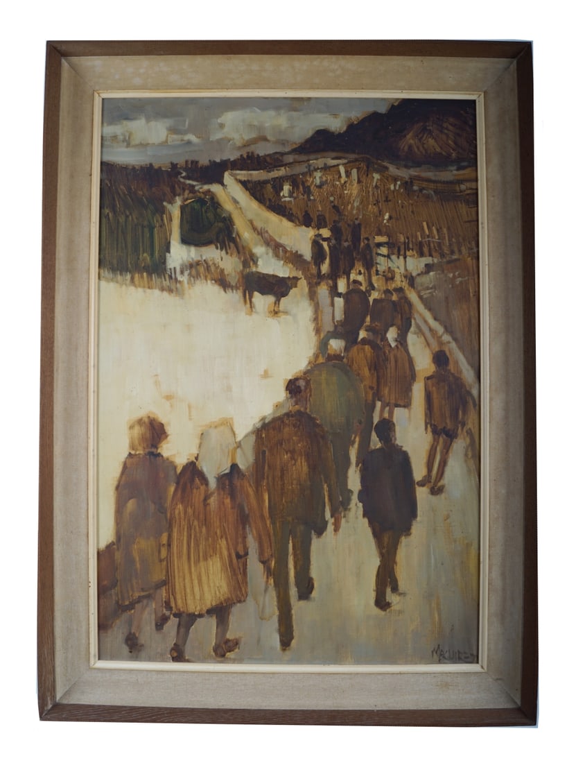 CECIL MAGUIRE RHA, RUA (1930 - 2020): For Whom the Bell Tolls, Roundstone. Signed oil on board. Inscribed verso. Provenance: The Dr. Kevin Moynihan Collection, Macroom, Co. Cork. Image size: 90 x 60 cm.; framed: 107 x 75 cm. Approximate T