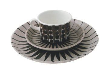 John French Arklow studio pottery cup, saucer and plate: John French Arklow studio pottery cup, saucer and plate
