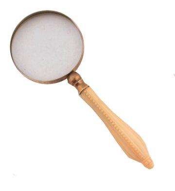 Small brass magnifying glass: Small brass magnifying glass with ivory handle