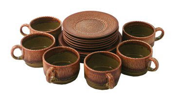 Eighteen piece John French Arklow studio pottery tea se: Eighteen piece John French Arklow studio pottery tea set