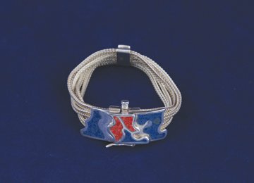 Continental silver and enamelled chain bracelet: Continental silver and enamelled chain bracelet