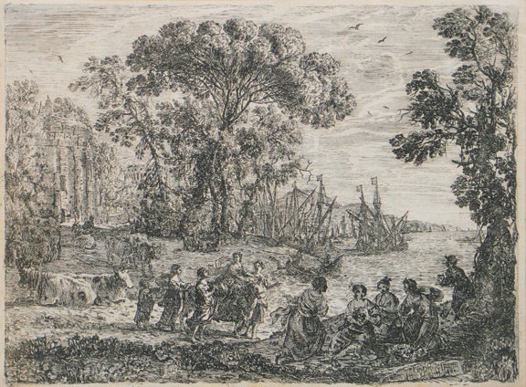 Claude Lorrain: Claude Lorrain (Claude Gellee), Champagne circa 1605 - 1682 Rome Etching and drypoint, Rape of Europe, Inscription on lower right, Claudio Gille INVF Romae 1634 8 x 10 cm.