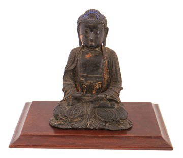 Ming period bronze Buddha: Ming period bronze Buddha, with traces of original gilding, Provenance: Collection of the late Valerie Goulding 25 cm. high