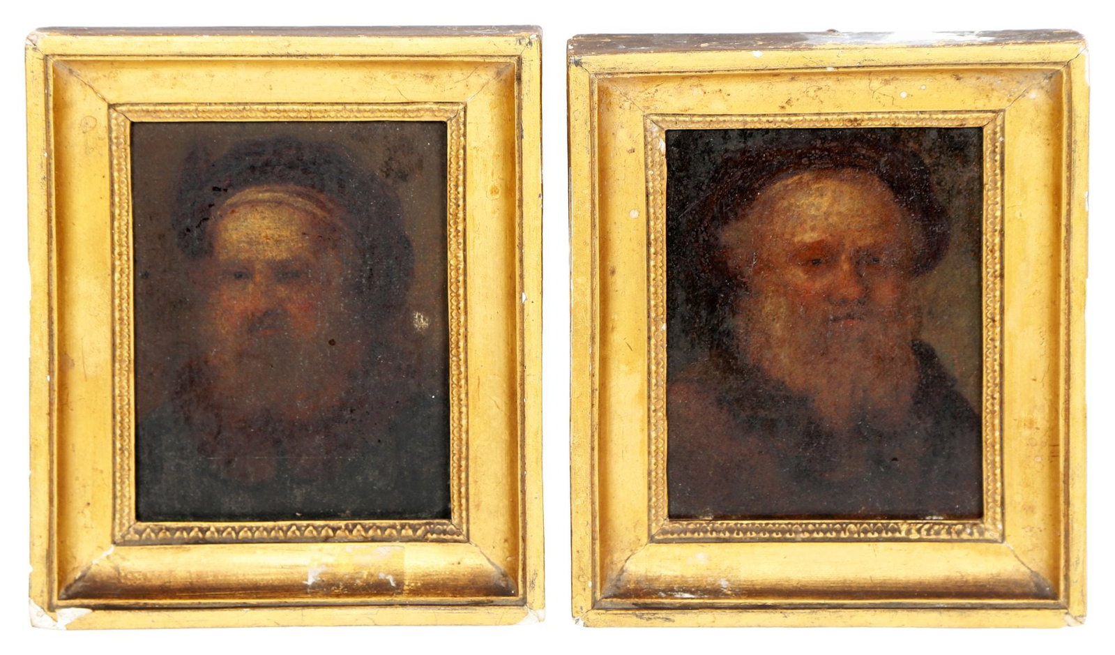 FOLLOWER OF REMBRANDT HARMENSZ VAN RIJN: (1606-1669)Title: Portrait of a Bearded Gentleman (Pair)Medium: Oil on WoodSignature: UnsignedProvenance: Private CollectionFramed PICTURES AND PRINTS