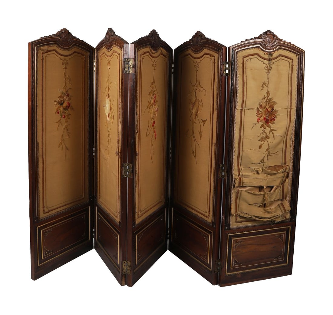 19TH-CENTURY FIVE-PANEL FOLDING SCREEN - 2
