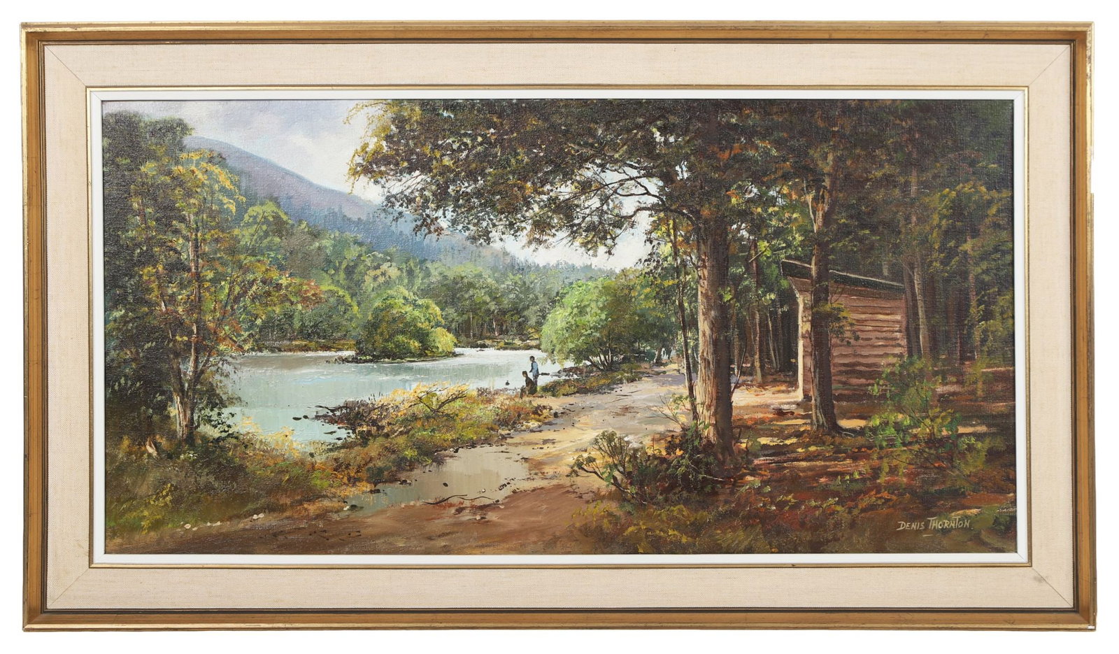 DENIS THORNTON (1937 - 1999): Title: Fisherman's Shelter by the River QuoileMedium: Oil on CanvasSignature: Signed Lower RightProvenance: Private CollectionFramed PICTURES AND PRINTS