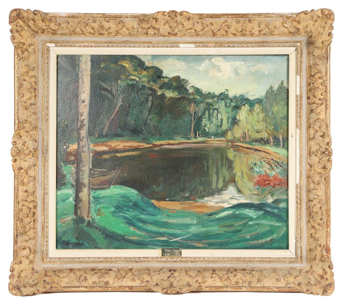 ACHILLE - ÉMILE OTHON FRIESZ (1879 - 1949): Title: Bateau au Bord du Lac (Boat by the Lake)Medium: Oil on canvasSignature: Signed Lower RightProvenance: Private CollectionFramed PICTURES AND PRINTS