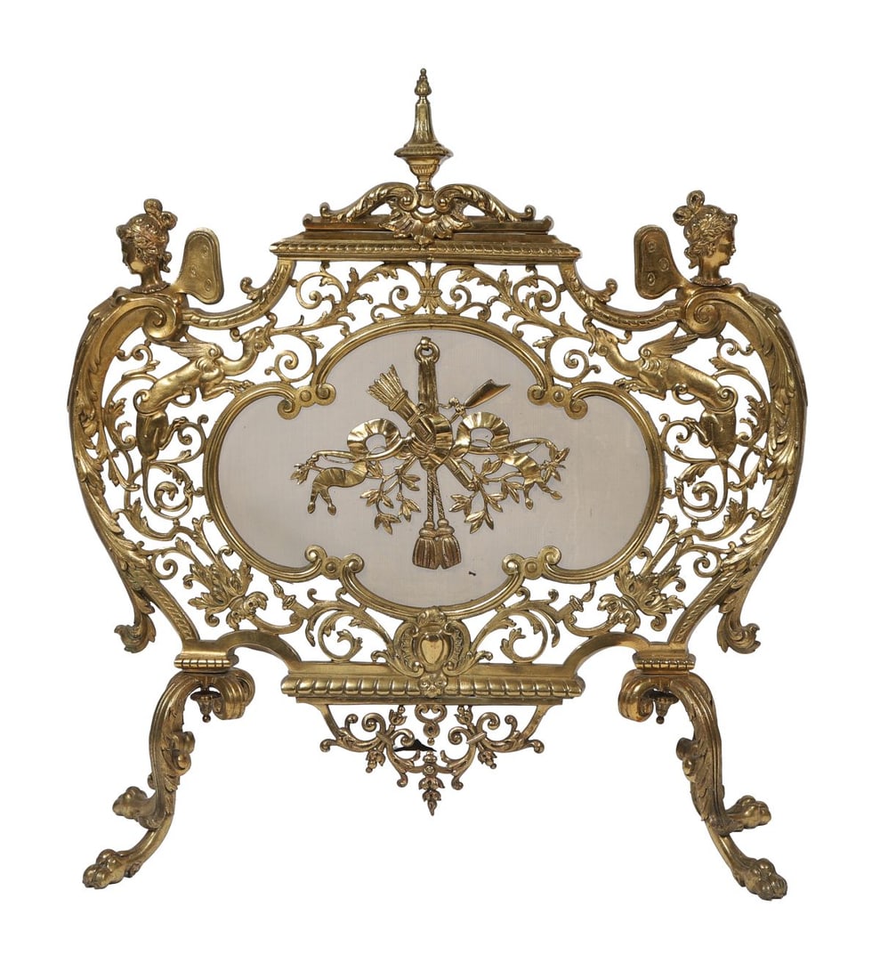 FRENCH GILT BRONZE ARMORIAL FIRE SCREEN (1 of 5)