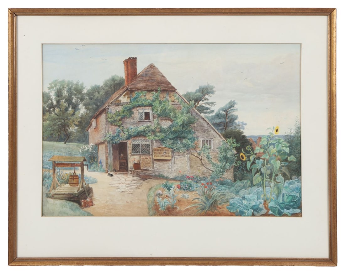 HENRY BAYFIELD ( ENGLISH, 19TH - CENTURY): Title: The Cottage Garden Medium: WatercolourSignature: UnsignedProvenance: Private CollectionFramed PICTURES AND PRINTS