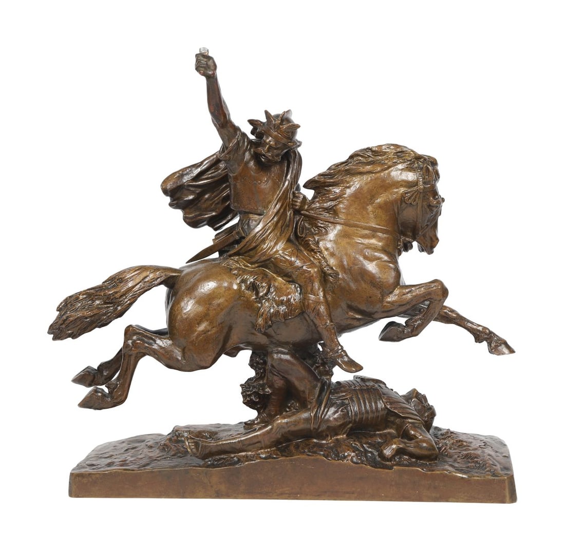 FRÉDÉRIC - AUGUSTE BARTHOLDI (1834 - 1904): Title: Vercingetorix TriumphantMedium: Bronze with Brown PatinaSignature: Signed and Inscribed 'F. Barbedienne Fondeur'Provenance: Private CollectionNote: Sword Broken on this work SCULPTURE