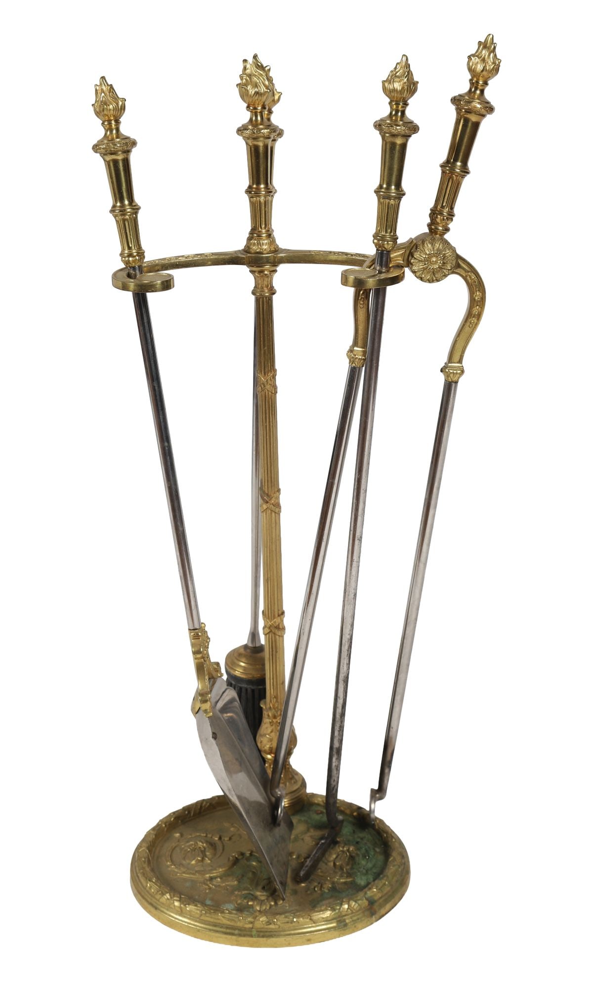 EDWARDIAN BRASS AND ORMOLU FIRE COMPANION SET (1 of 2)