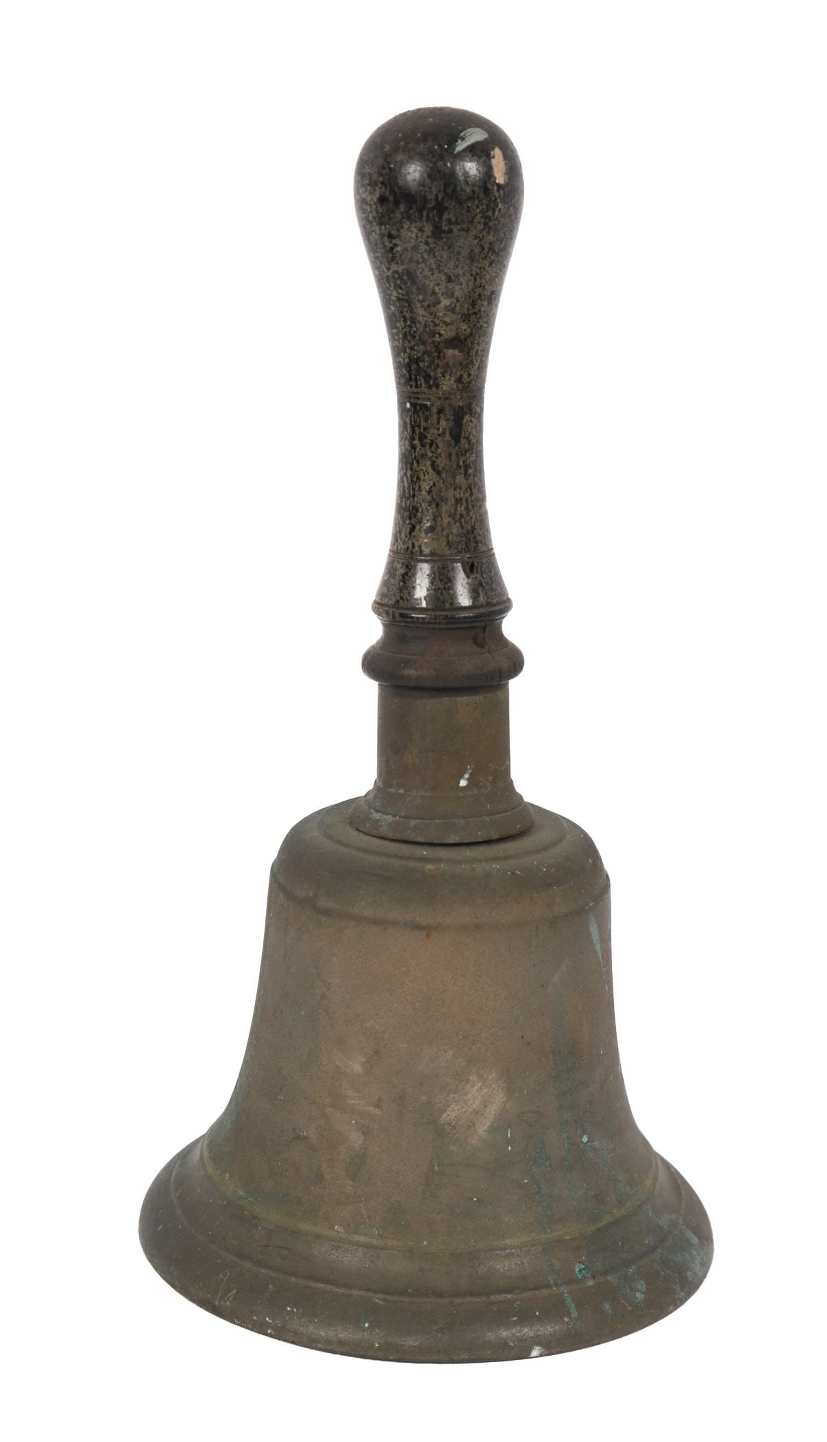 LARGE BRASS BELL WITH TURNED WOODEN HANDLE (1 of 3)