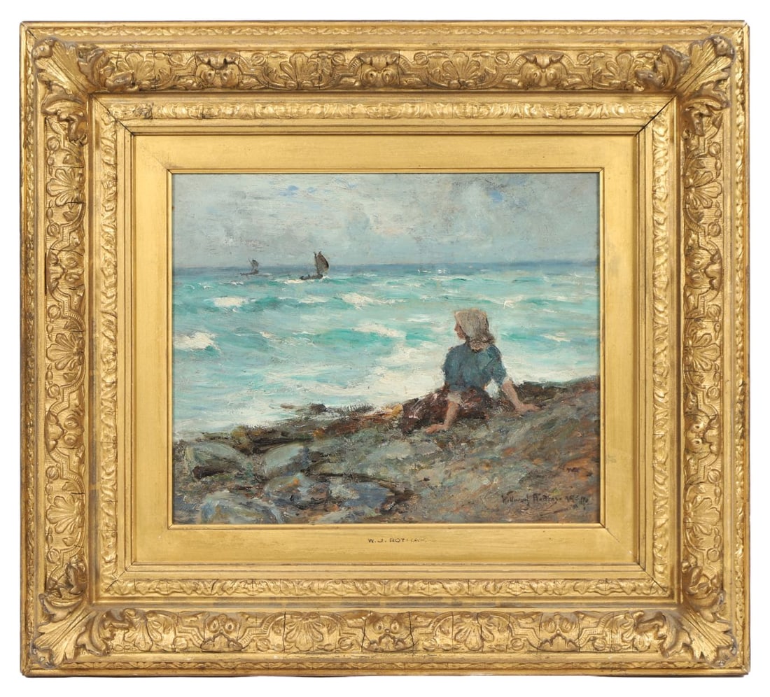 ALEXANDER WELLWOOD RATTRAY ARSA RSW: (SCOTTISH, 1849 - 1902)Title: My Love's a Sailing (1889)Medium: Oil on WoodSignature: Signed and Inscribed VersoProvenance: The Paisley Art Institute, Glasgow, 1889; Private CollectionExhibited: The P