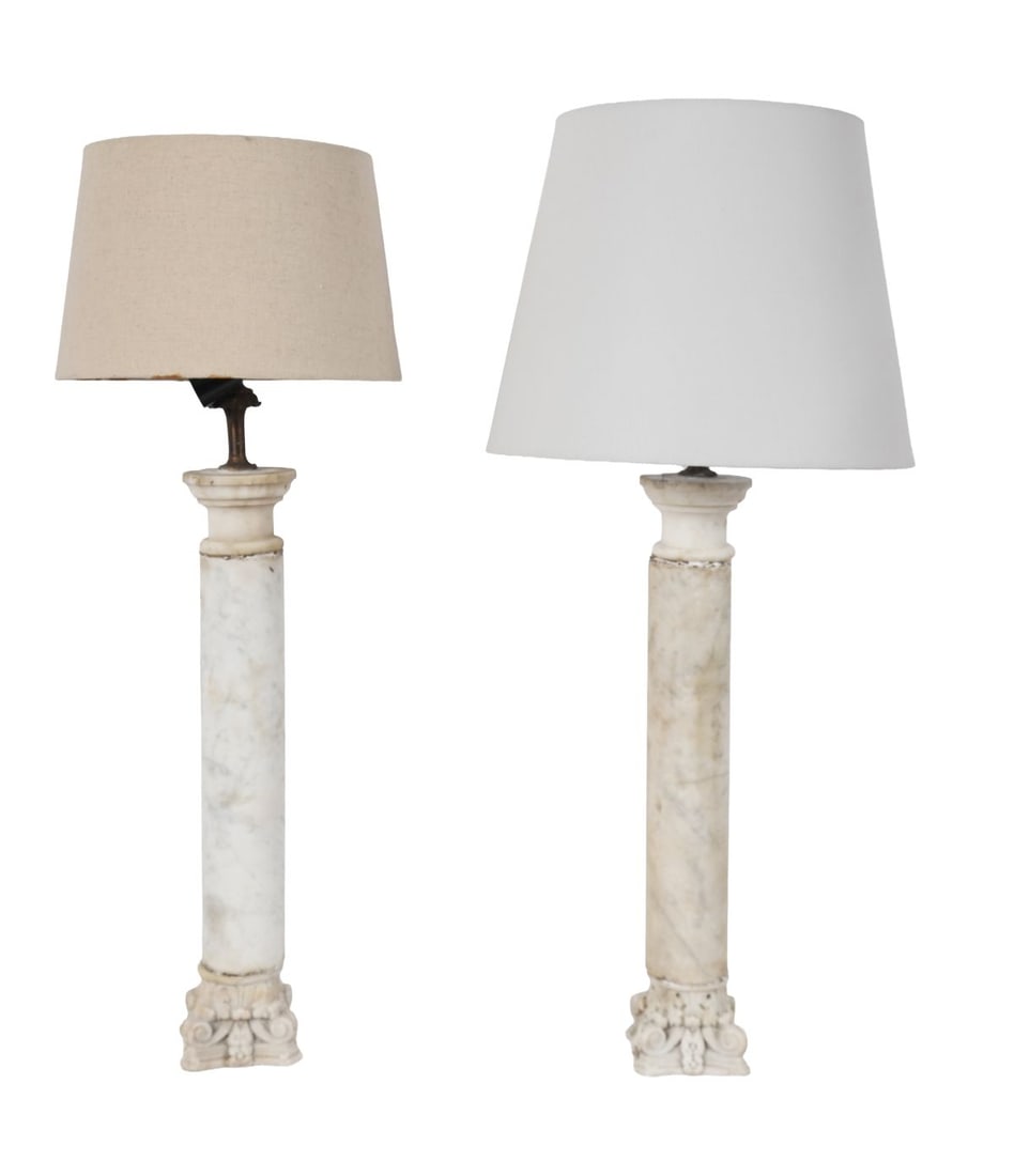 PAIR OF MARBLE-STEMMED TABLE LAMPS (1 of 4)