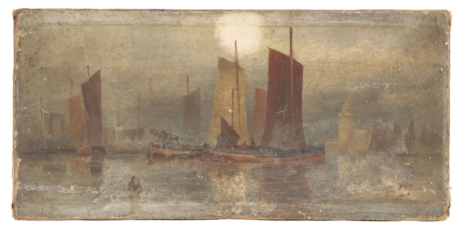 FOLLOWER OF EDWIN HAYES RHA RI ROI (1819 - 1904): Title: Shipping SceneMedium: Oil on canvasSignature: UnsignedProvenance: Private CollectionUnframed PICTURES AND PRINTS