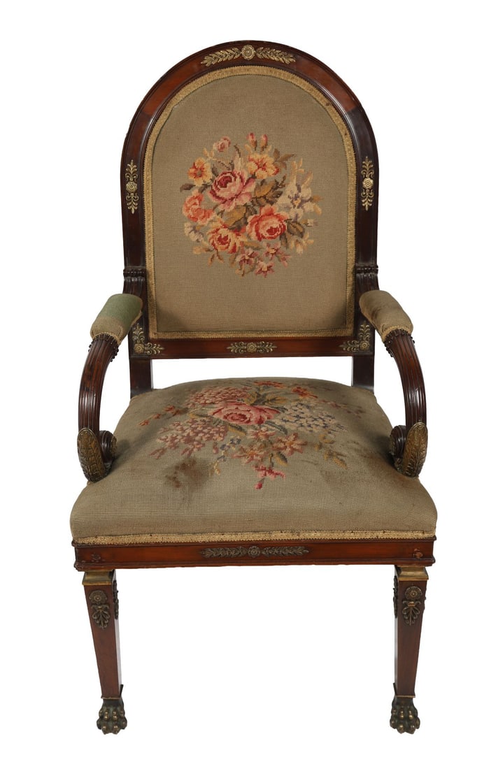 19TH-CENTURY FRENCH MAHOGANY LIBRARY CHAIR (1 of 4)