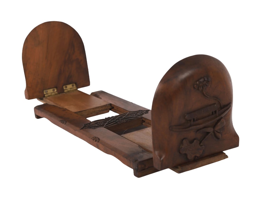 19TH-CENTURY CARVED WALNUT BOOK SLIDE (1 of 3)