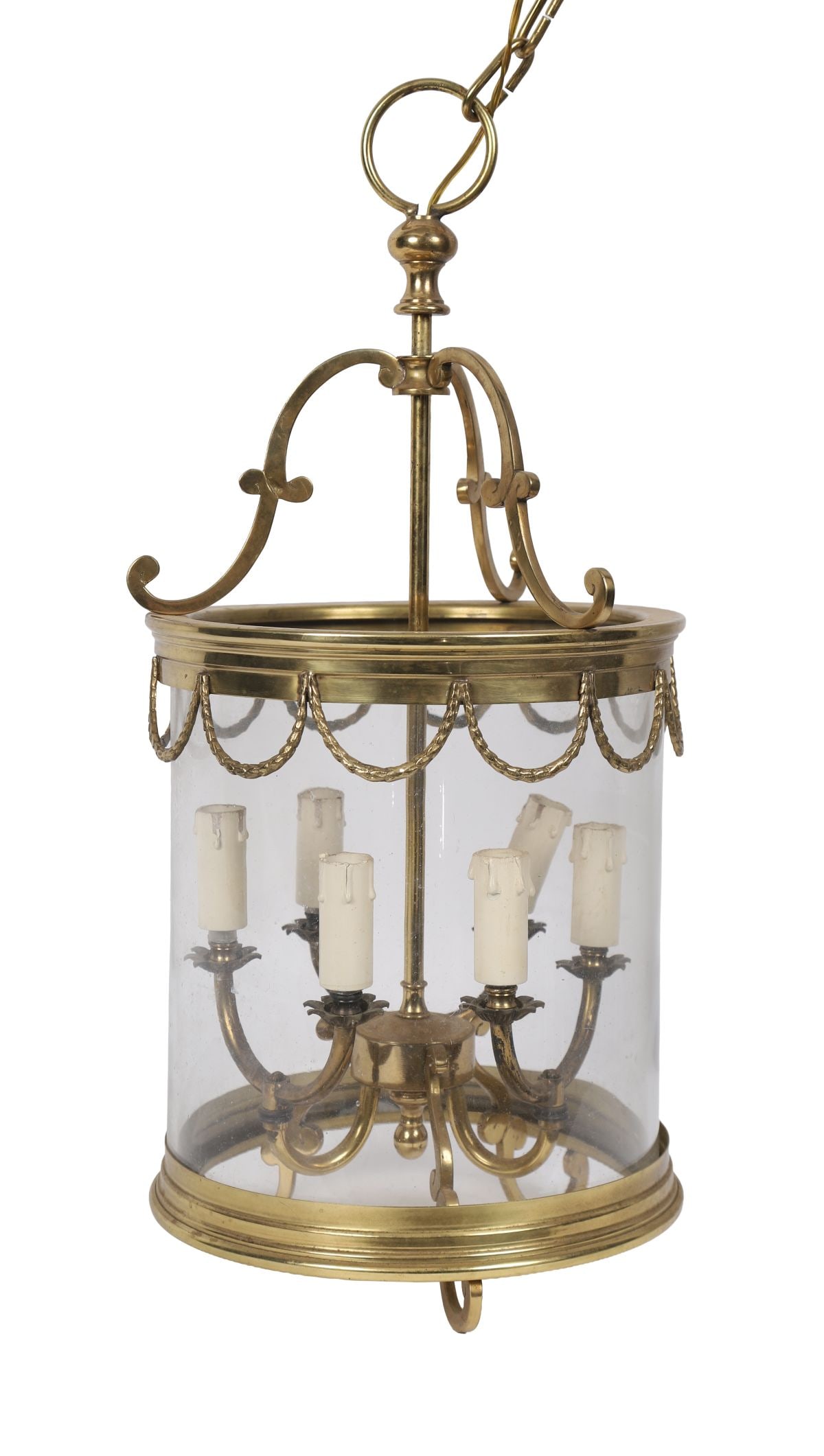 EARLY 20TH-CENTURY FRENCH GILT-BRASS HALL LANTERN (1 of 2)