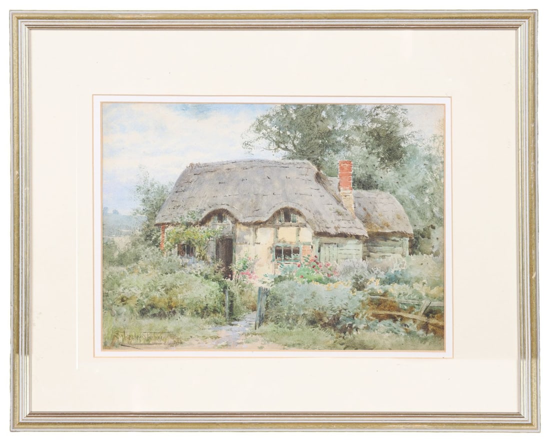 SYLVESTER STANNARD RBA RSA (BRITISH, 1870 - 1951): Title: Thatched Cottage in a GardenMedium: WatercolourSignature: Signed Lower LeftProvenance: Private CollectionFramed PICTURES AND PRINTS