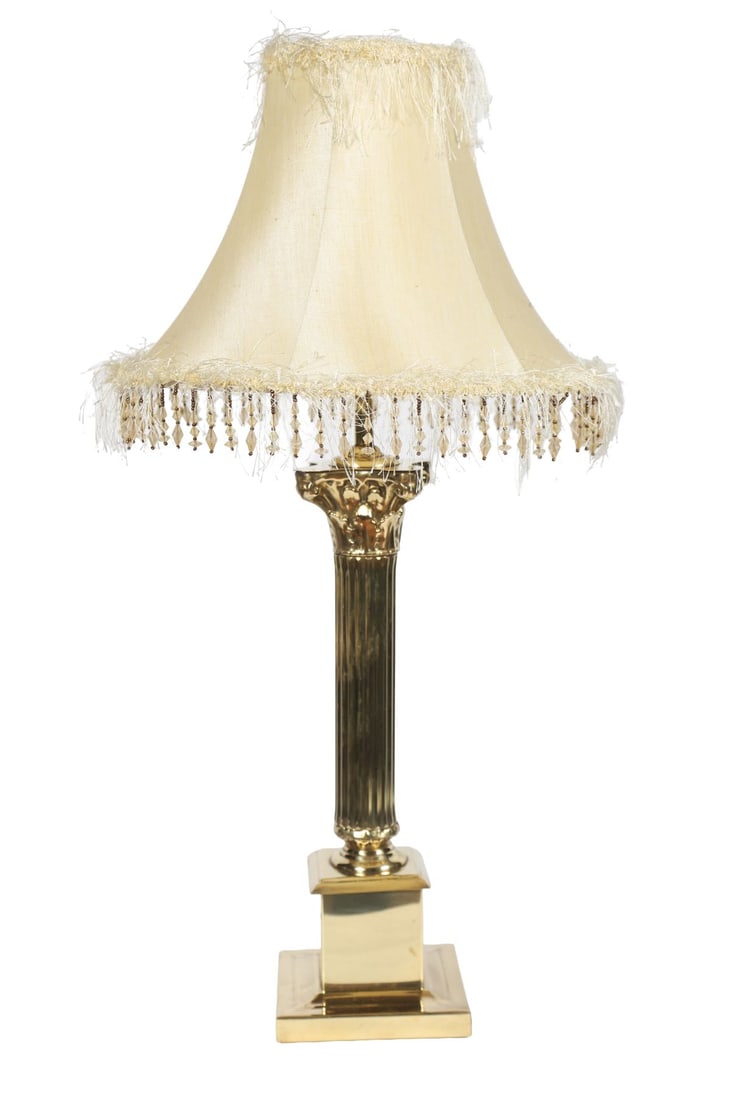 BRASS FLUTED COLUMN TABLE LAMP - 2
