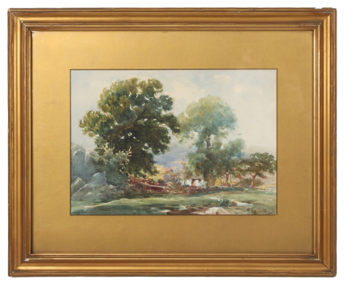 WYCLIFFE EGGINTON RI RCA (1875 - 1951): Title: Cottage in a WoodlandMedium: WatercolourSignature: Signed Lower RightProvenance: Jackson and Sons, Liverpool (Label Verso); Private CollectionFramed PICTURES AND PRINTS