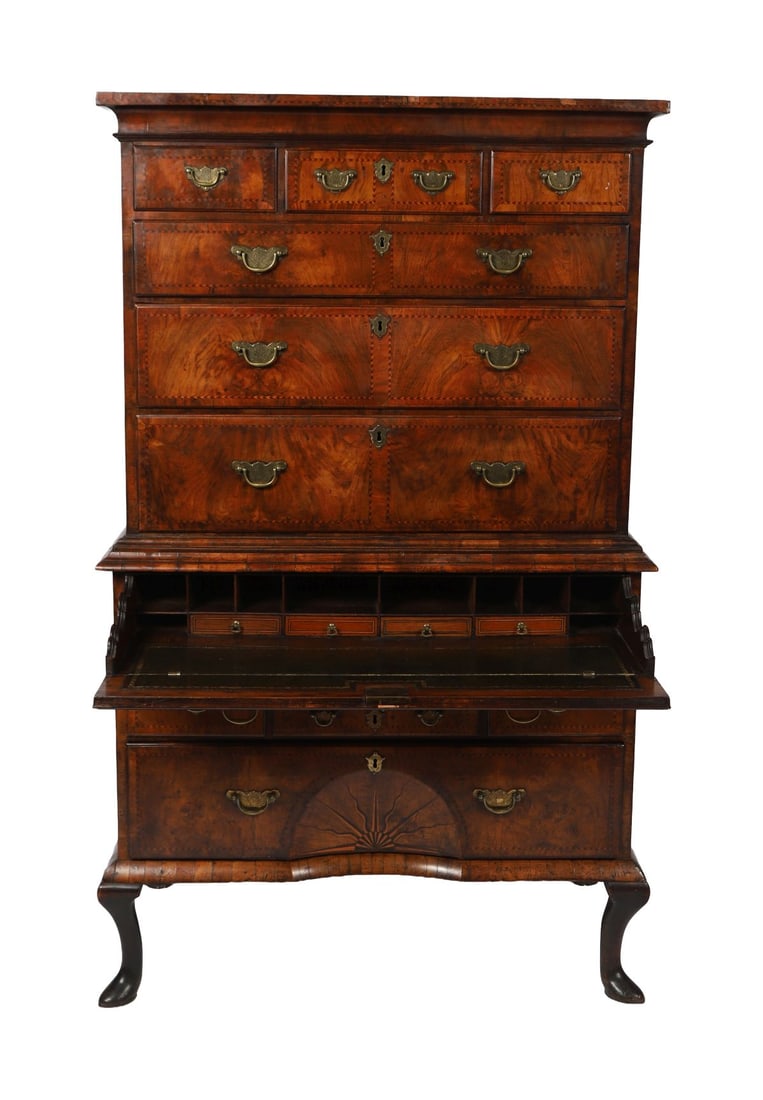 WALNUT SECRETAIRE CHEST-ON-CHEST, CIRCA 1720 (1 of 3)