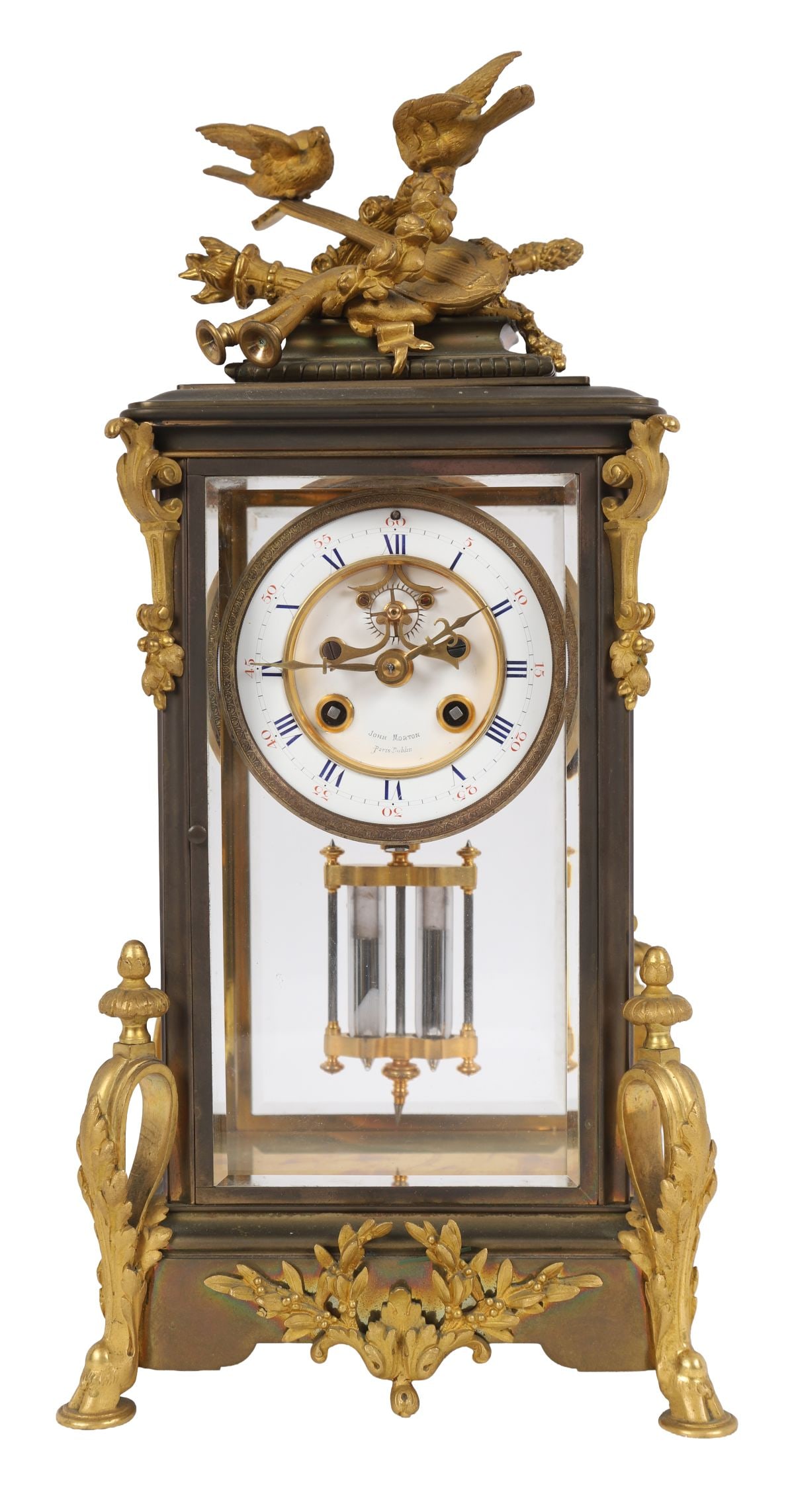 19TH-CENTURY DUBLIN ORMOLU & BRONZE PORTICO CLOCK (1 of 5)