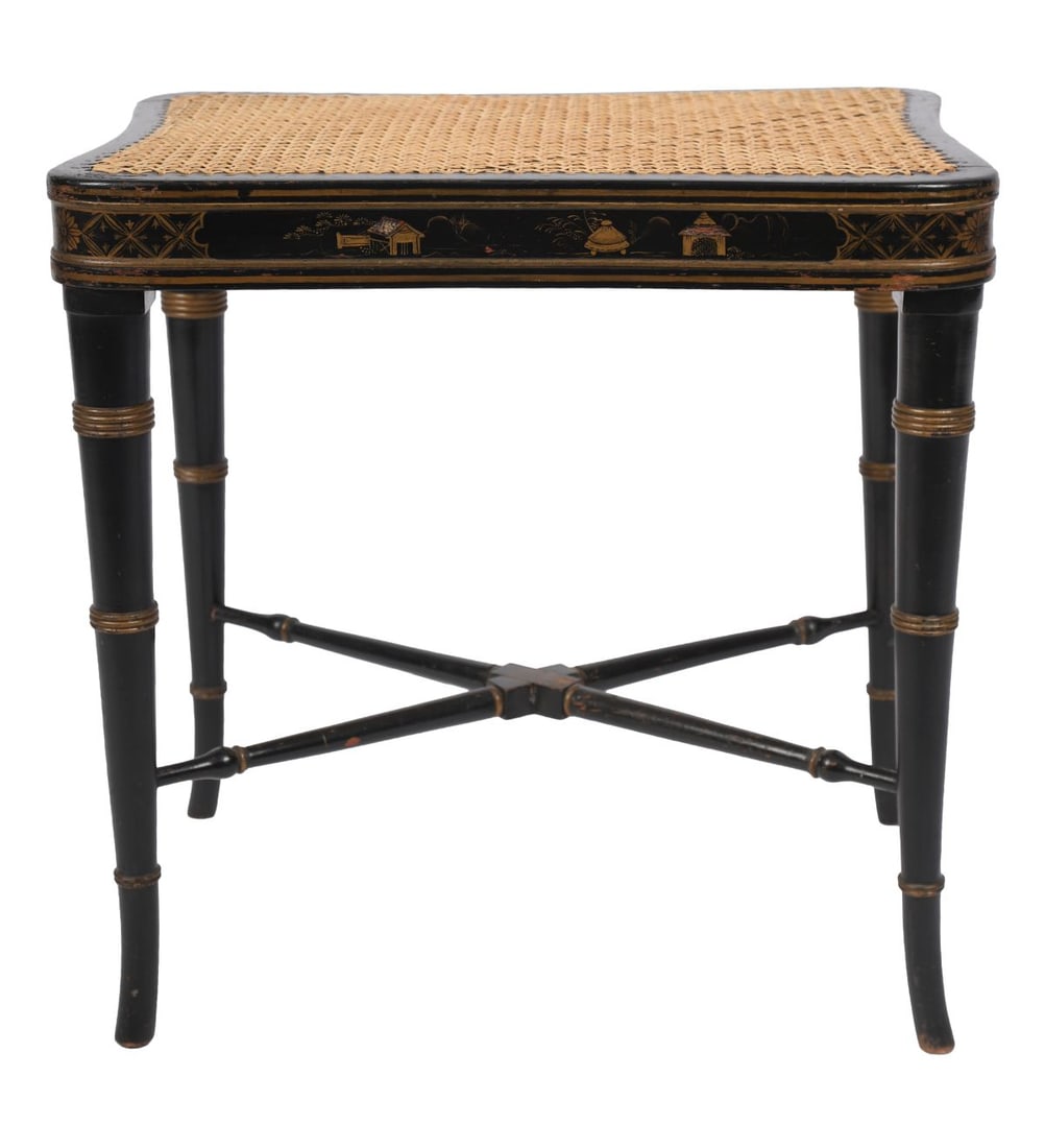 CHINOISERIE-DECORATED CANED STOOL (1 of 3)