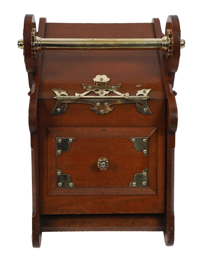 LATE 19TH-CENTURY WALNUT & BRASS-MOUNTED COAL BOX (1 of 2)