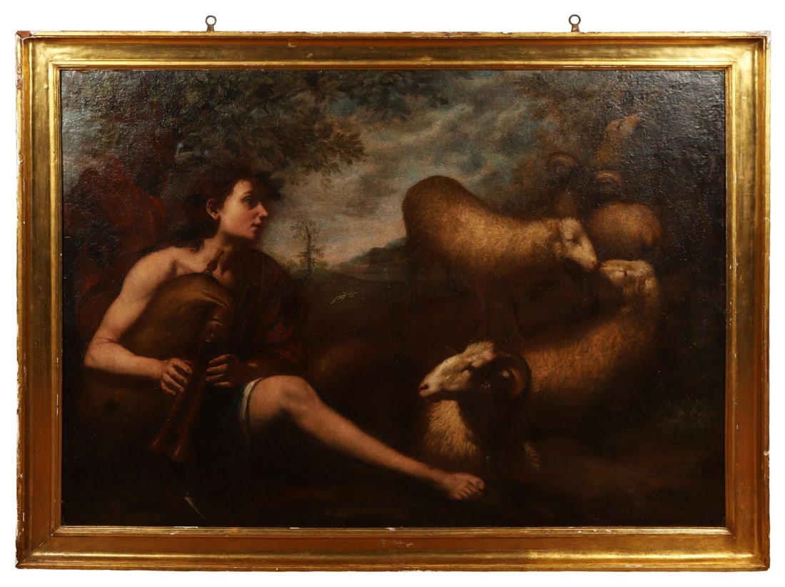 TOMMASO SALINI (1575 - 1625): Title: The Shepherd with his FlockMedium: Oil on CanvasSignature: UnsignedProvenance: Private CollectionFramed PICTURES AND PRINTS