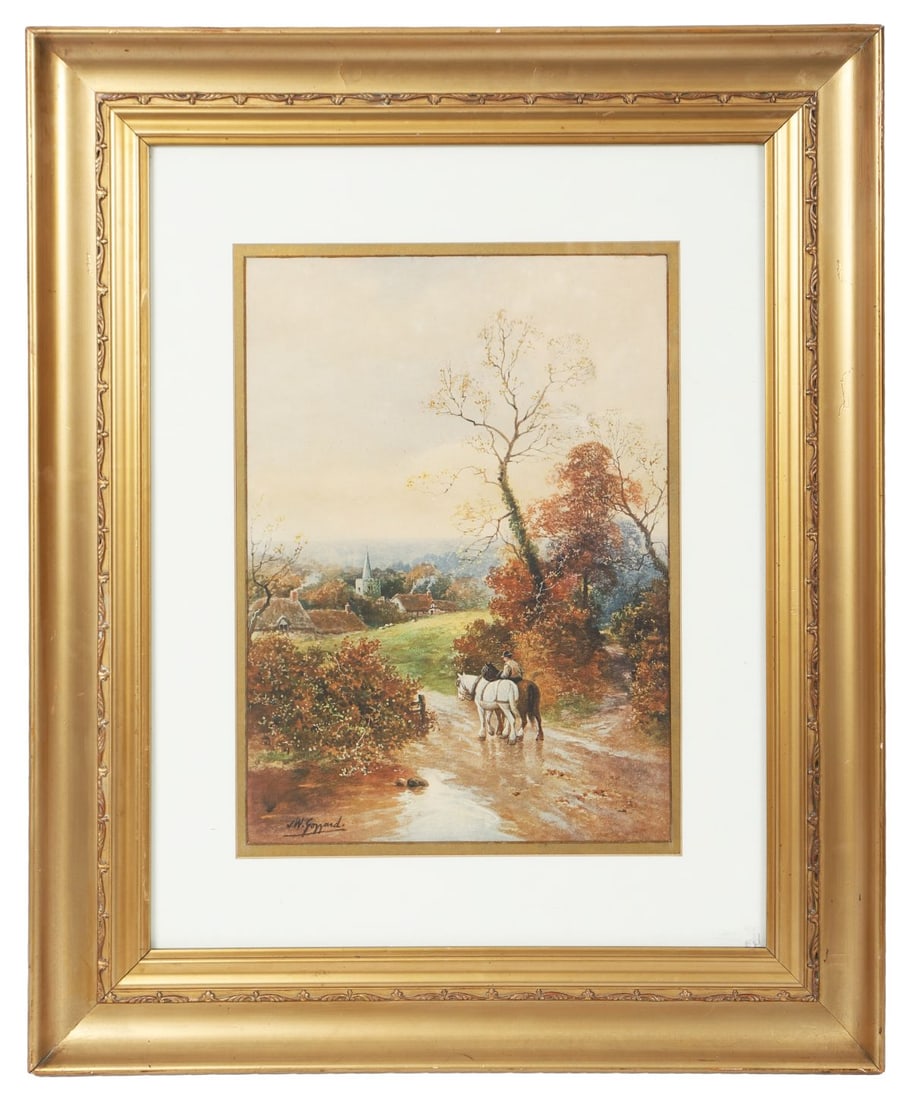 JAMES WALTER GOZZARD (1888 - 1926): Title: Approaching the VillageMedium: WatercolourSignature: Signed Lower LeftProvenance: Private CollectionFramed PICTURES AND PRINTS