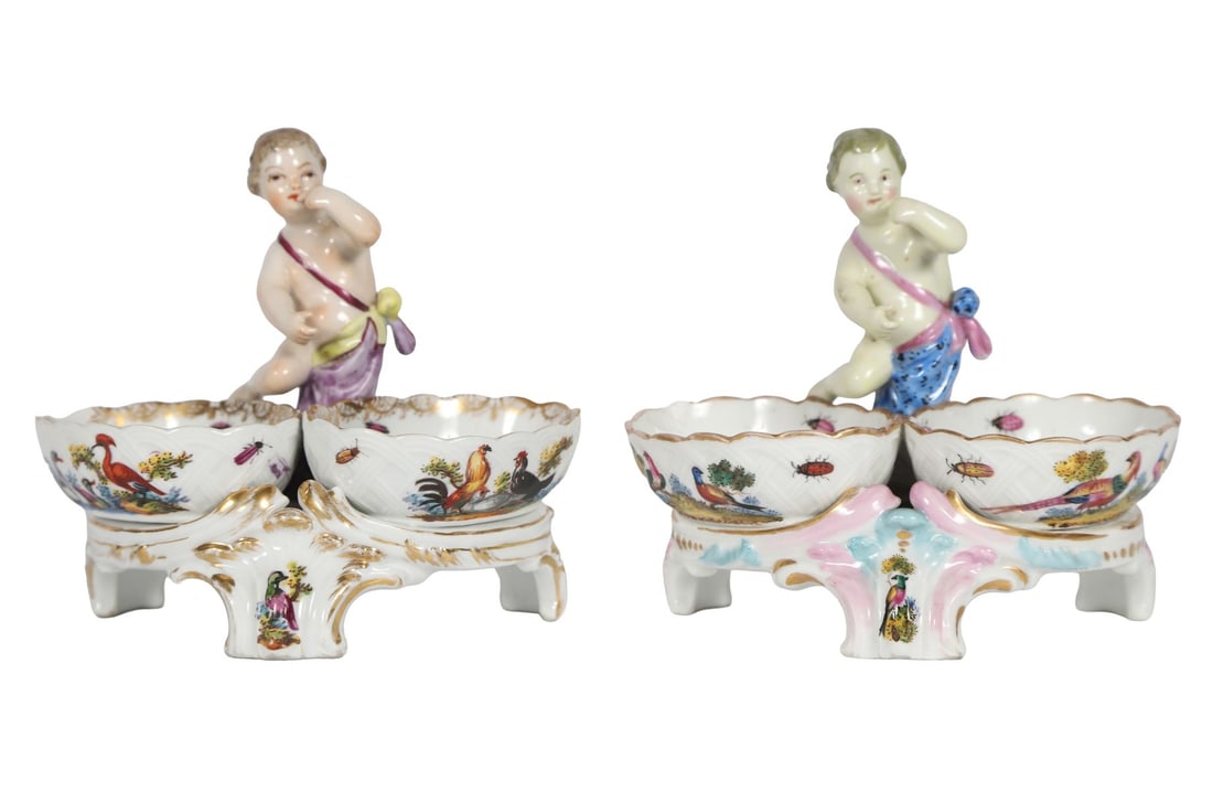 PAIR OF 19TH-CENTURY MEISSEN PORCELAIN SALTS (1 of 5)