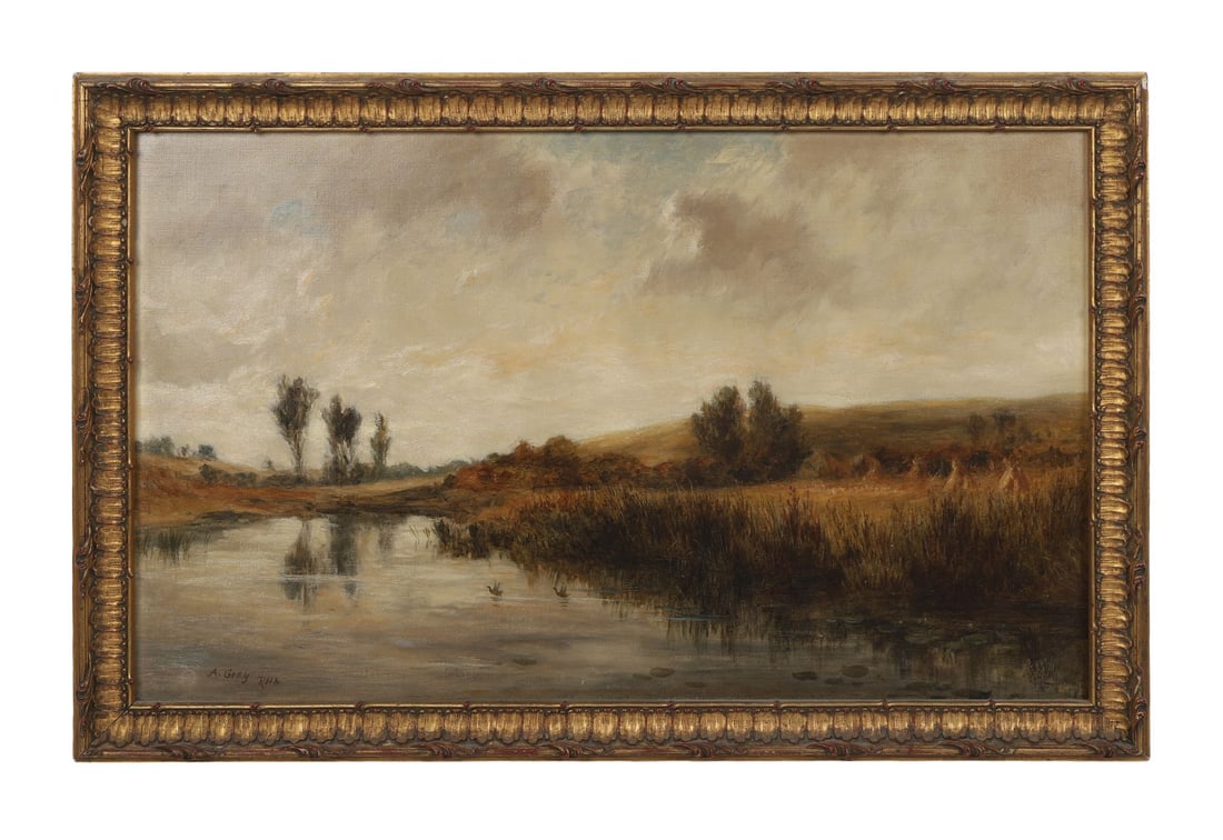 ALFRED GREY RHA (1845 - 1926): Title: Tranquility (1899)Medium: Oil on CanvasSignature: Signed Lower Left and Inscribed on Labels VersoProvenance: The Artist's Studio (Artist's Labels Verso); Royal Hibernian Academy, Dublin; Privat