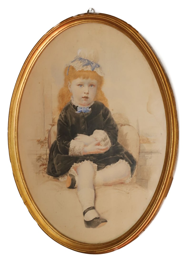 19TH - CENTURY IRISH SCHOOL: Title: Portrait of a Young GirlMedium; WatercolourSignature: UnsignedProvenance: Private CollectionFramed PICTURES AND PRINTS